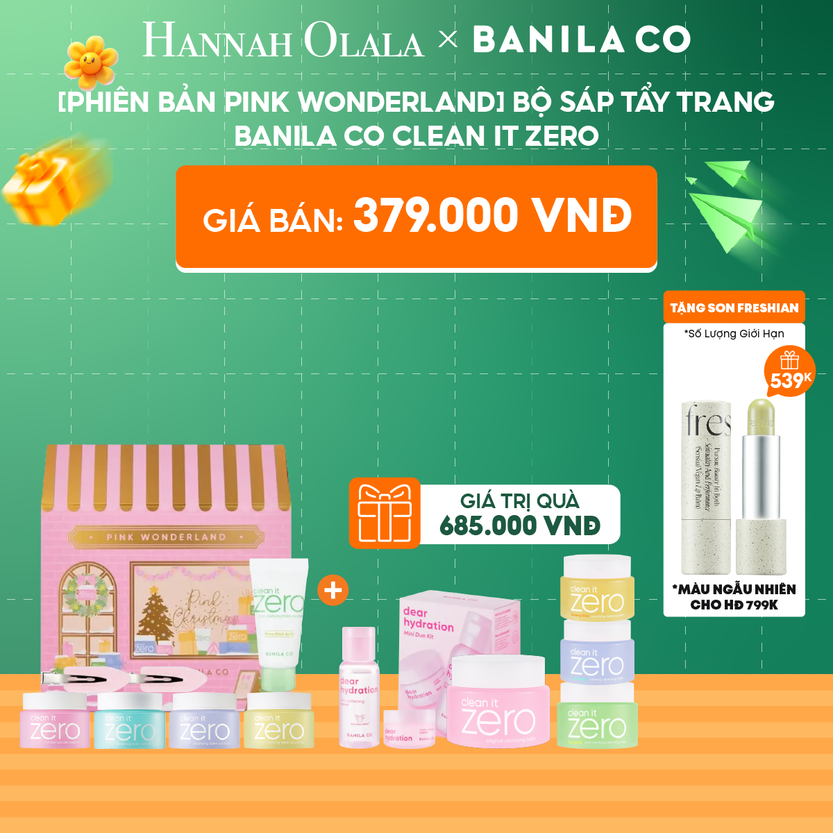  C36_DEAL 2: [PHIÊN BẢN PINK WONDERLAND] BỘ SÁP TẨY TRANG BANILA CO CLEAN IT ZERO (7ML*4 +15ML +2EA) 