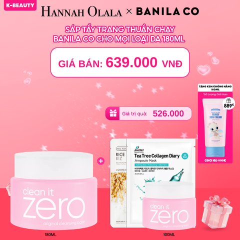  DEAL 1: SÁP TẨY TRANG THUẦN CHAY BANILA CO CHO MỌI LOẠI DA 180ML 