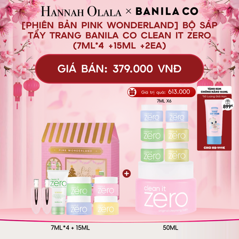  DEAL 2: [PHIÊN BẢN PINK WONDERLAND] BỘ SÁP TẨY TRANG BANILA CO CLEAN IT ZERO (7ML*4 +15ML +2EA) 