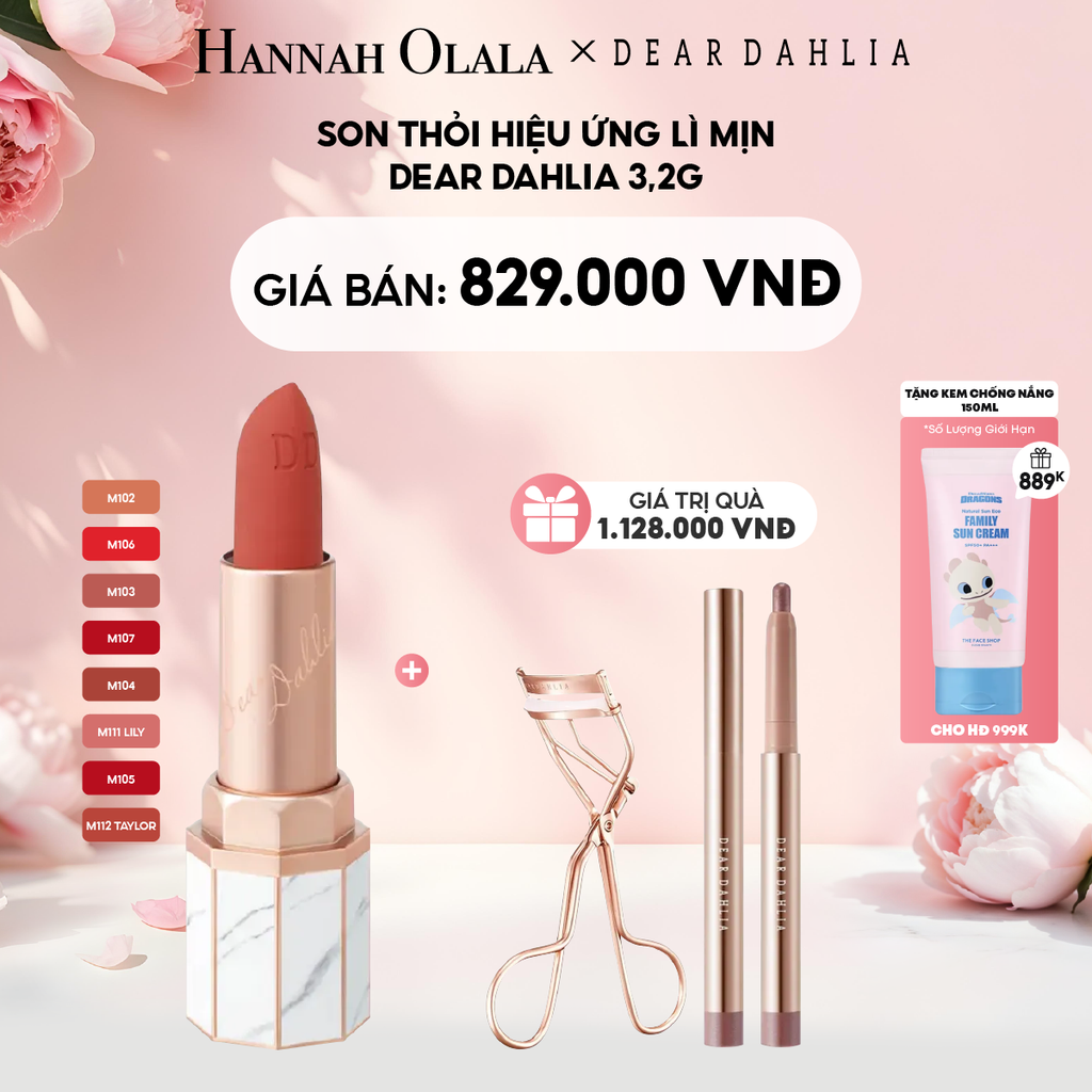  E518: DEAL 4: SON THỎI HIỆU ỨNG LÌ MỊN DEAR DAHLIA 3,2G 