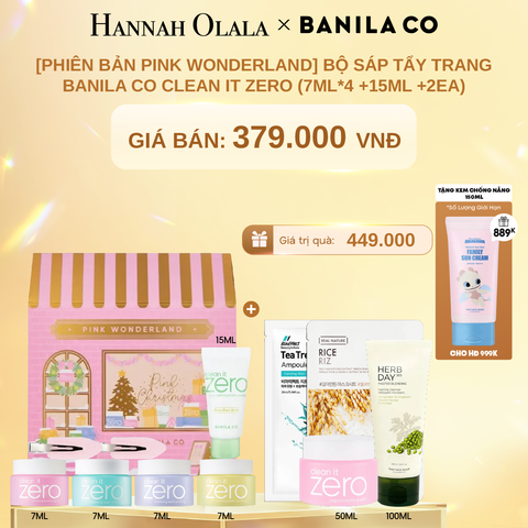  C1410_DEAL 2: [PHIÊN BẢN PINK WONDERLAND] BỘ SÁP TẨY TRANG BANILA CO CLEAN IT ZERO (7ML*4 +15ML +2EA) 