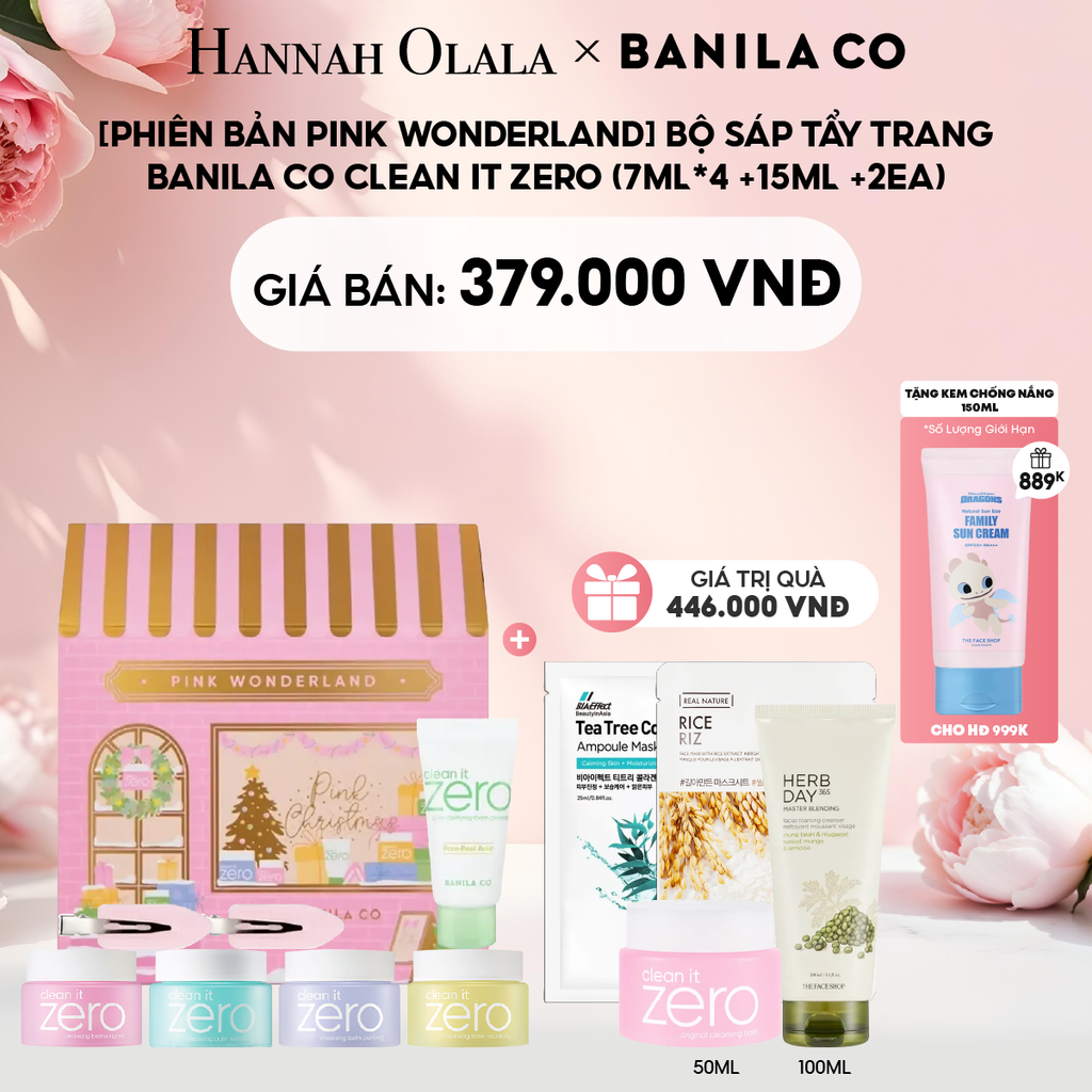  E684: DEAL 2: [PHIÊN BẢN PINK WONDERLAND] BỘ SÁP TẨY TRANG BANILA CO CLEAN IT ZERO (7ML*4 +15ML +2EA) 