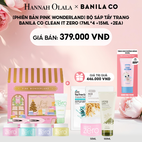 E684: DEAL 2: [PHIÊN BẢN PINK WONDERLAND] BỘ SÁP TẨY TRANG BANILA CO CLEAN IT ZERO (7ML*4 +15ML +2EA) 