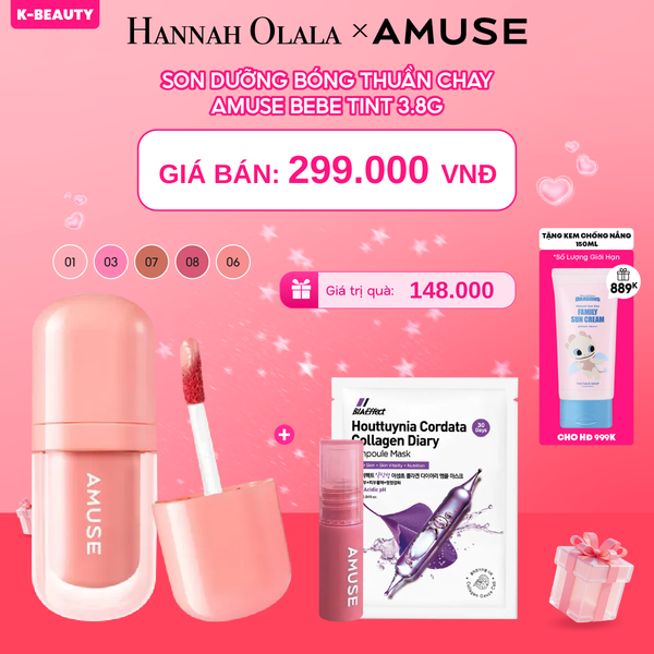  K1_DEAL 1: SON DƯỠNG BÓNG THUẦN CHAY AMUSE BEBE TINT 3.8G 