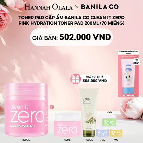  E685: DEAL 3: TONER PAD CẤP ẨM BANILA CO CLEAN IT ZERO PINK HYDRATION TONER PAD 200ML (70 MIẾNG) 