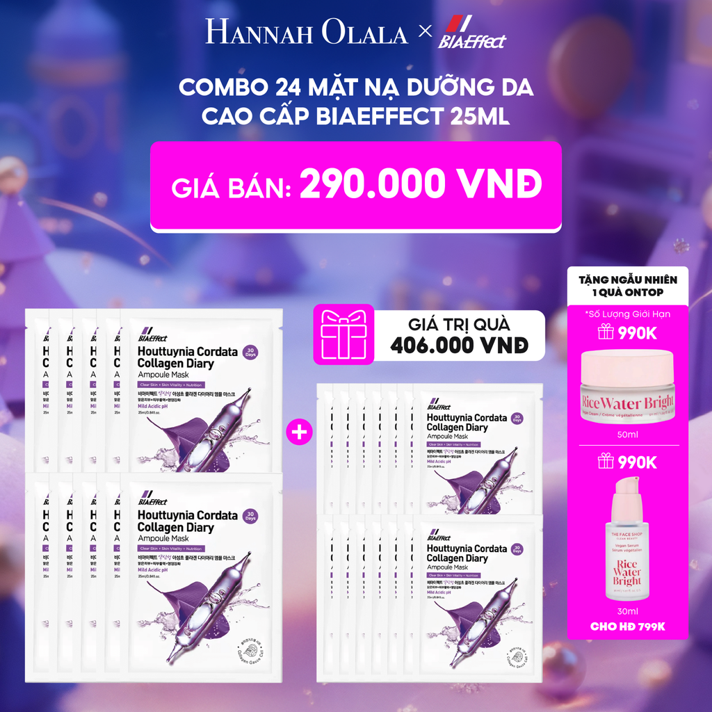  E26_DEAL 1: COMBO 24 MẶT NẠ DƯỠNG DA CAO CẤP BIAEFFECT 25ML 