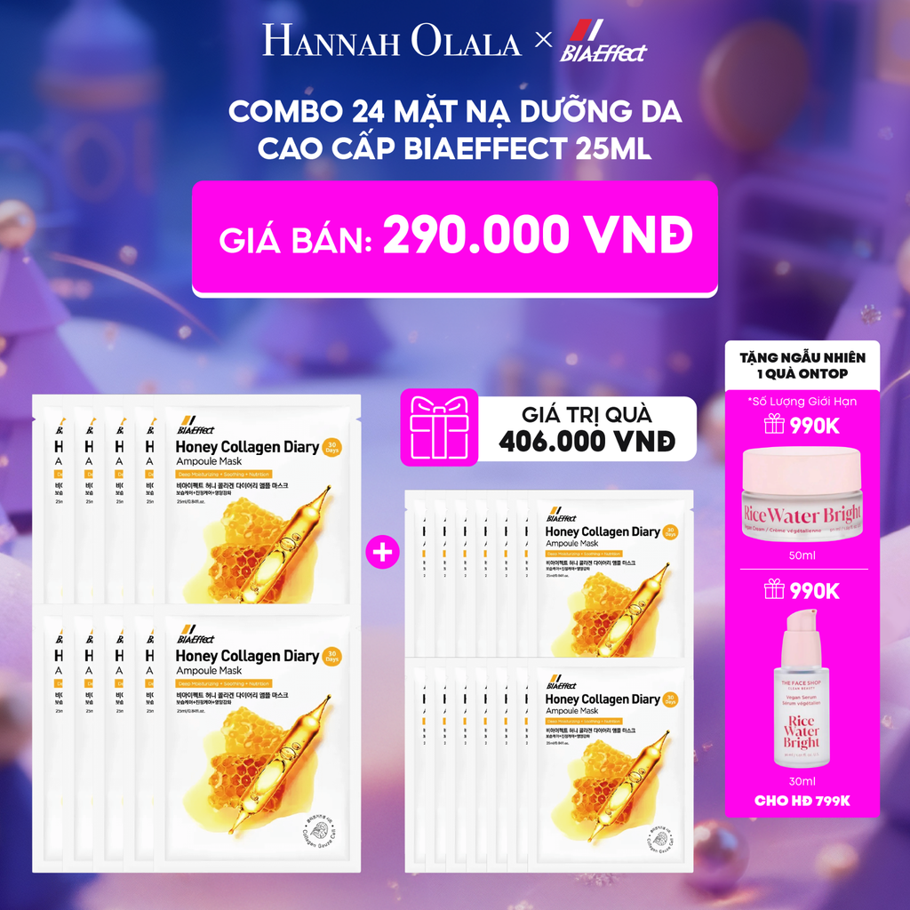  E26_DEAL 1: COMBO 24 MẶT NẠ DƯỠNG DA CAO CẤP BIAEFFECT 25ML 
