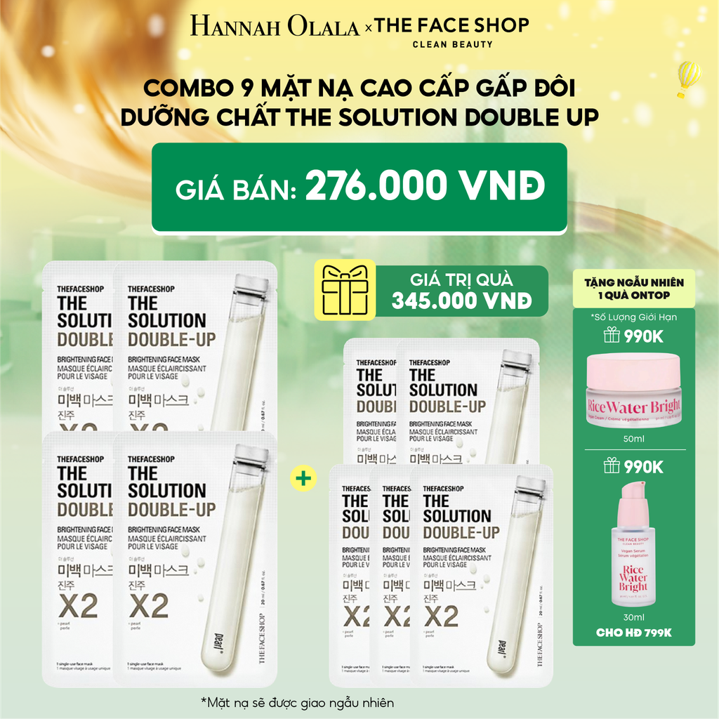  E110_DEAL 3: COMBO 9 MẶT NẠ CAO CẤP GẤP ĐÔI DƯỠNG CHẤT THE SOLUTION DOUBLE UP 