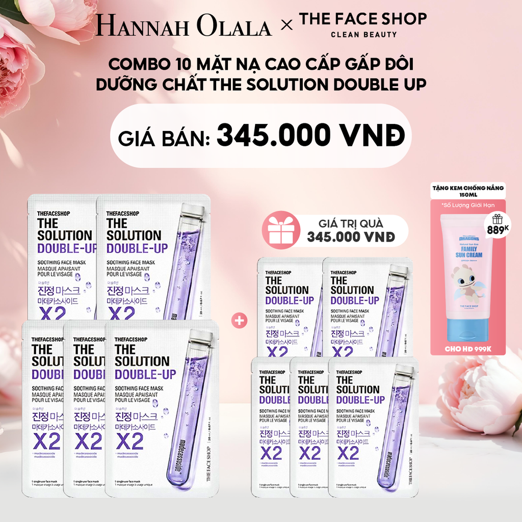  E729: DEAL 2: COMBO 10 MẶT NẠ CAO CẤP GẤP ĐÔI DƯỠNG CHẤT THE SOLUTION DOUBLE UP 
