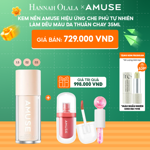  C25_DEAL 4: KEM NỀN AMUSE HIỆU ỨNG CHE PHỦ TỰ NHIÊN LÀM ĐỀU MÀU DA THUẦN CHAY 35ML 