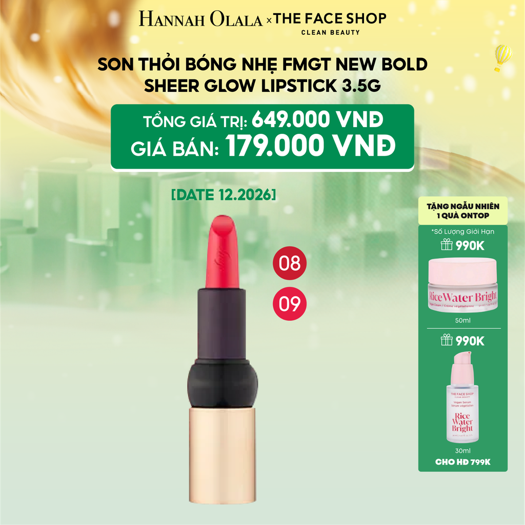  E102_DEAL 11: [DATE 12.2026] SON THỎI BÓNG NHẸ FMGT NEW BOLD SHEER GLOW LIPSTICK 35G 