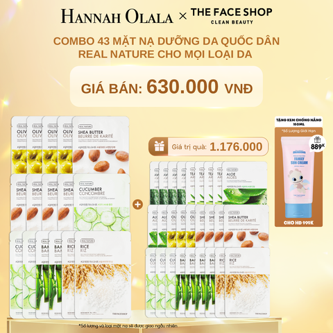 C931_DEAL 2: COMBO 43 MẶT NẠ DƯỠNG DA QUỐC DÂN REAL NATURE CHO MỌI LOẠI DA 