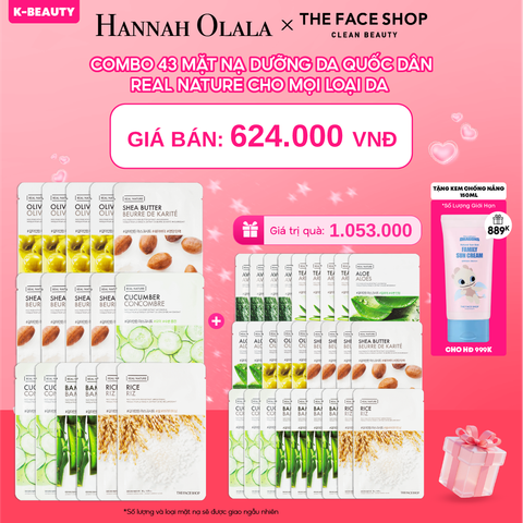  DEAL 2: COMBO 43 MẶT NẠ DƯỠNG DA QUỐC DÂN REAL NATURE CHO MỌI LOẠI DA 