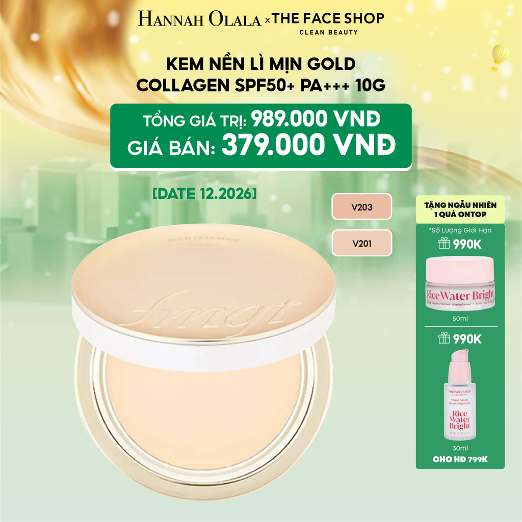  E106_DEAL 14: [DATE 12.2026] KEM NỀN LÌ MỊN GOLD COLLAGEN SPF50+ PA+++ 10G 