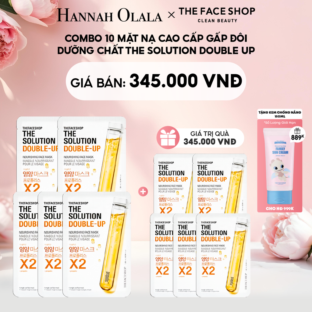  E729: DEAL 2: COMBO 10 MẶT NẠ CAO CẤP GẤP ĐÔI DƯỠNG CHẤT THE SOLUTION DOUBLE UP 