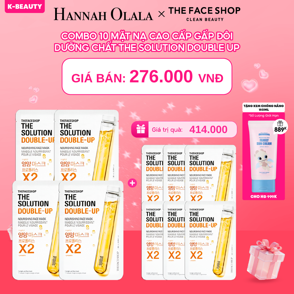  DEAL 4: COMBO 10 MẶT NẠ CAO CẤP GẤP ĐÔI DƯỠNG CHẤT THE SOLUTION DOUBLE UP 