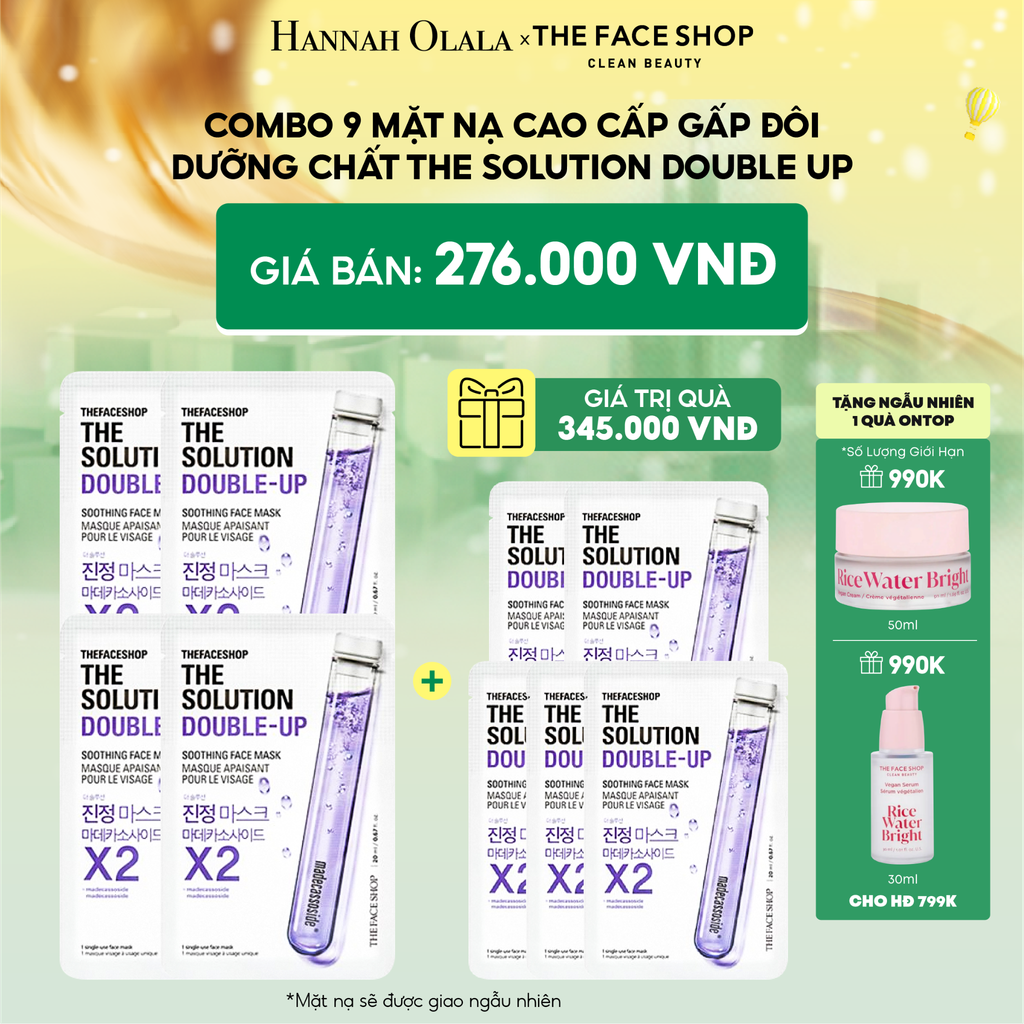  E110_DEAL 3: COMBO 9 MẶT NẠ CAO CẤP GẤP ĐÔI DƯỠNG CHẤT THE SOLUTION DOUBLE UP 