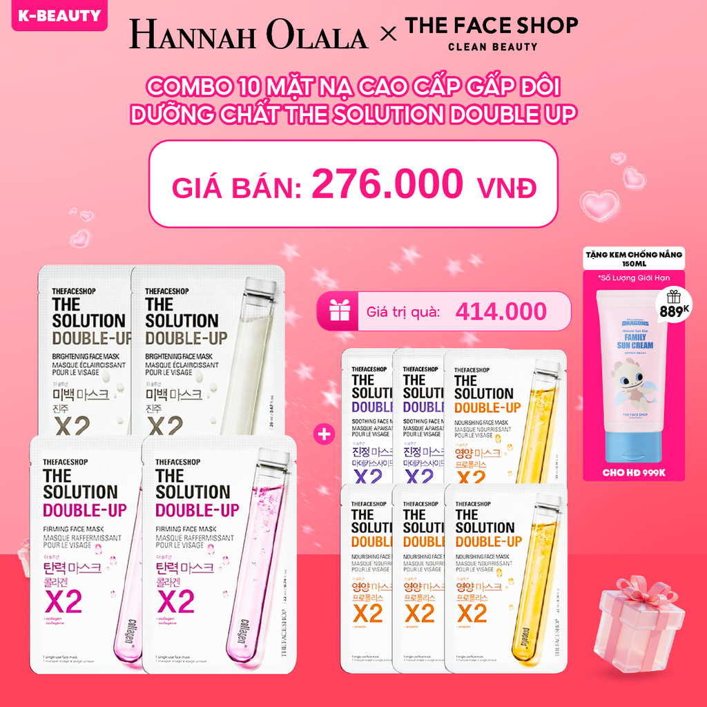  DEAL 4: COMBO 10 MẶT NẠ CAO CẤP GẤP ĐÔI DƯỠNG CHẤT THE SOLUTION DOUBLE UP 