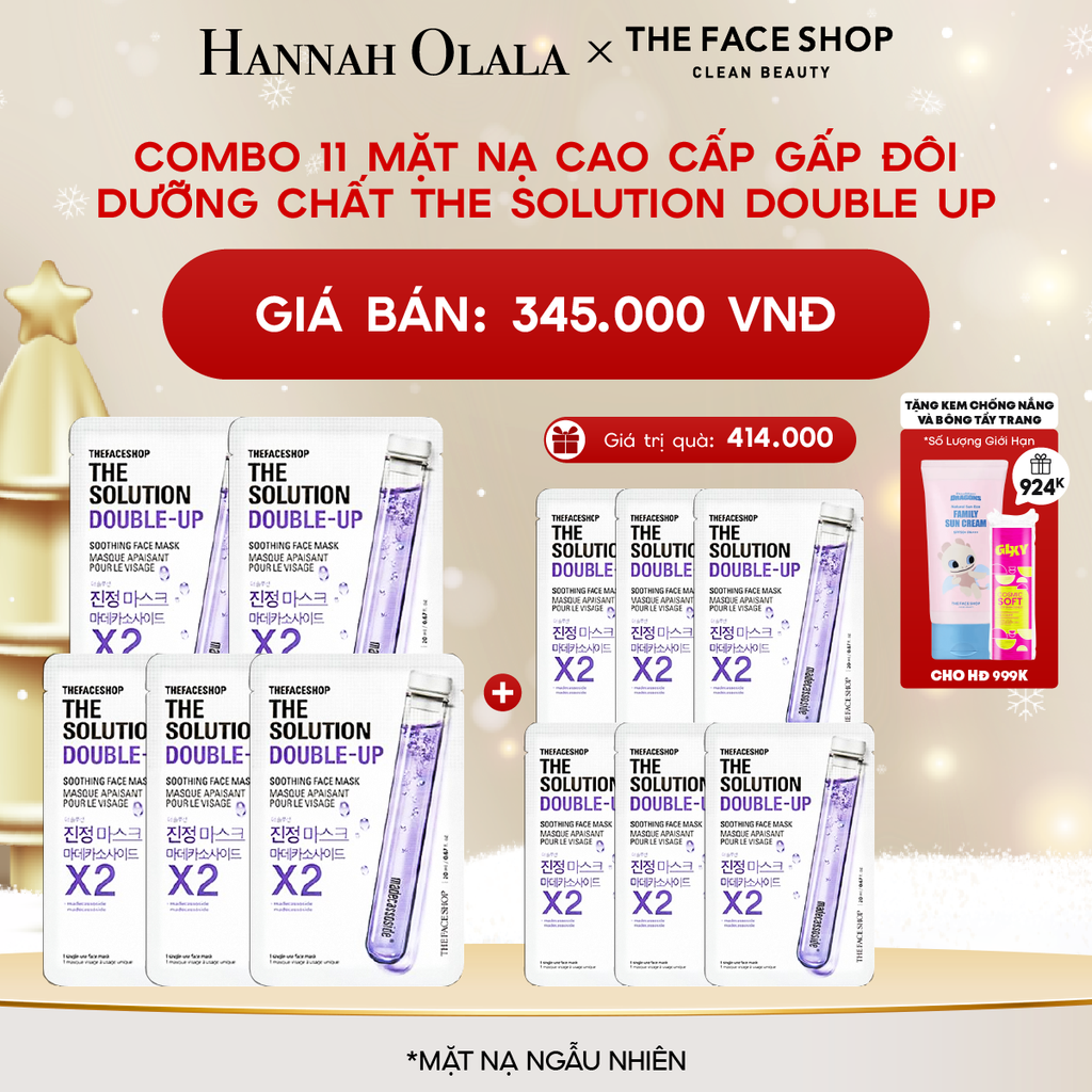  A253_DEAL 4: COMBO 11 MẶT NẠ CAO CẤP GẤP ĐÔI DƯỠNG CHẤT THE SOLUTION DOUBLE UP 