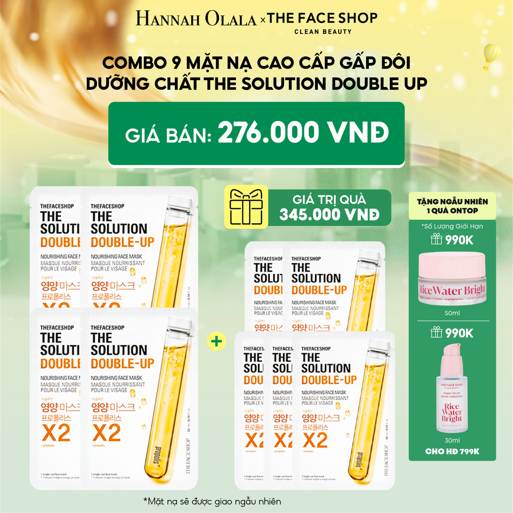  E110_DEAL 3: COMBO 9 MẶT NẠ CAO CẤP GẤP ĐÔI DƯỠNG CHẤT THE SOLUTION DOUBLE UP 