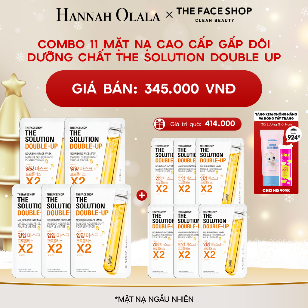  A253_DEAL 4: COMBO 11 MẶT NẠ CAO CẤP GẤP ĐÔI DƯỠNG CHẤT THE SOLUTION DOUBLE UP 