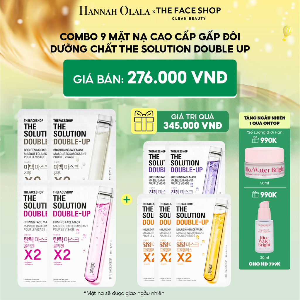  E110_DEAL 3: COMBO 9 MẶT NẠ CAO CẤP GẤP ĐÔI DƯỠNG CHẤT THE SOLUTION DOUBLE UP 