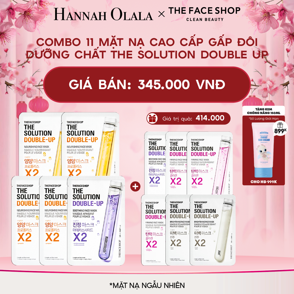  DEAL 3: COMBO 11 MẶT NẠ CAO CẤP GẤP ĐÔI DƯỠNG CHẤT THE SOLUTION DOUBLE UP 