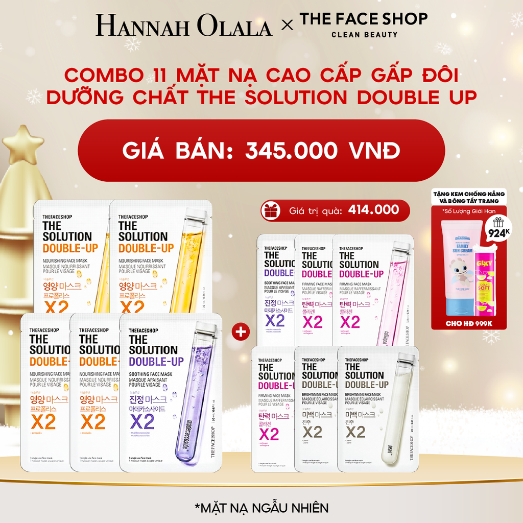  A253_DEAL 4: COMBO 11 MẶT NẠ CAO CẤP GẤP ĐÔI DƯỠNG CHẤT THE SOLUTION DOUBLE UP 