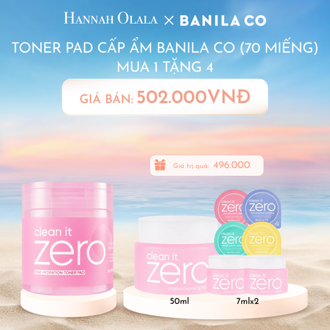  C311_DEAL 2: TONER PAD CẤP ẨM BANILA CO CLEAN IT ZERO PINK HYDRATION TONER PAD 200ML (70 MIẾNG) 