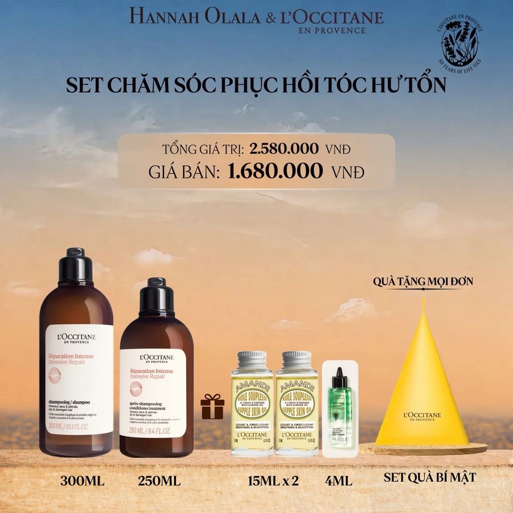  SET CHĂM SÓC PHỤC HỒI TÓC HƯ TỔN L'OCCITANE INTENSIVE REPAIR 