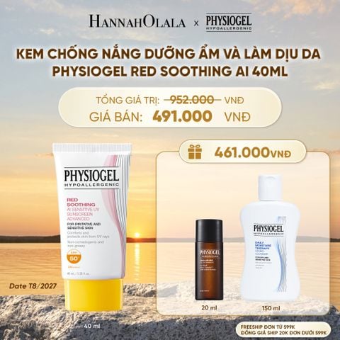  KEM CHỐNG NẮNG DƯỠNG ẨM VÀ LÀM DỊU DA PHYSIOGEL RED SOOTHING AI 40ML - B614 