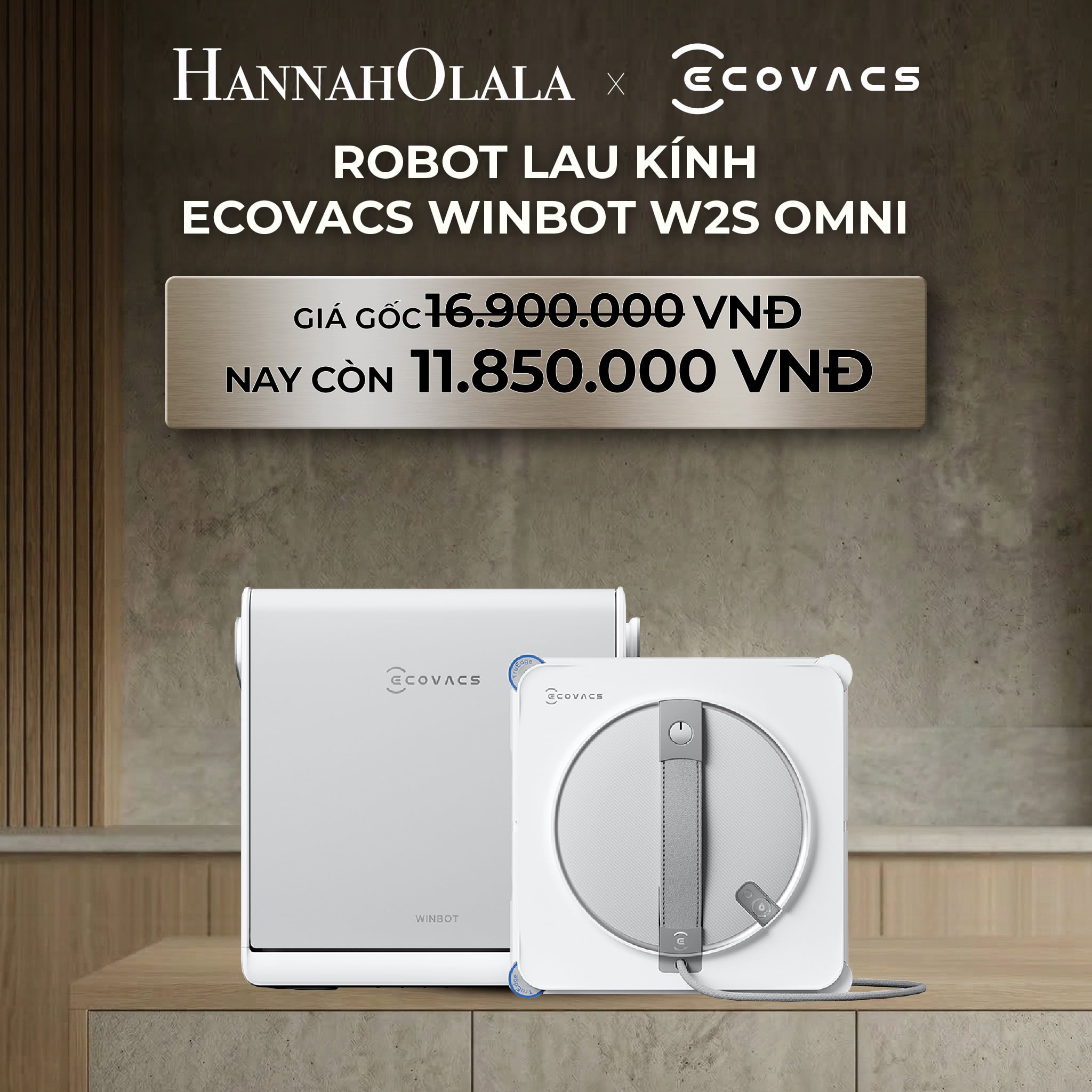 B103_deal 9: robot lau kính ecovacs winbot w2s omni – dòng cao cấp (flagship)