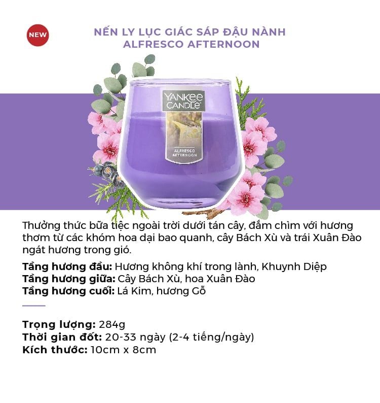  DEAL 10: MUA 3 NẾN LY LỤC GIÁC SÁP ĐẬU NÀNH YANKEE CANDLE 284G GIÁ GIẢM CÒN 1.047.000Đ 
TẶNG 1 NẾN LY LỤC GIÁC SÁP ĐẬU NÀNH YANKEE CANDLE TRỊ GIÁ 449.000Đ 