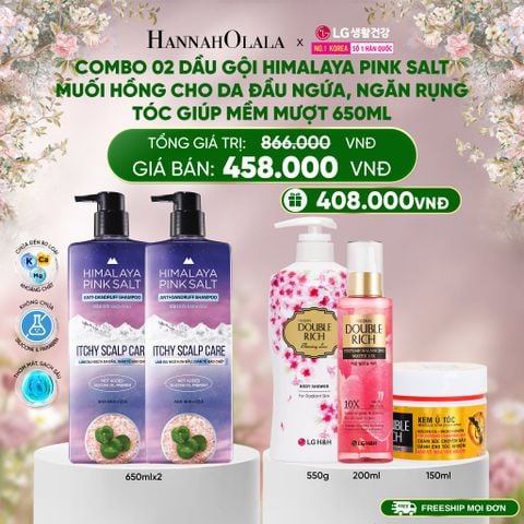 DEAL 17: COMBO 02 DẦU GỘI HIMALAYA PINK SALT MUỐI HỒNG CHO DA ĐẦU NGỨA, NGĂN RỤNG TÓC GIÚP MỀM MƯỢT, ÓNG Ả 650ML 