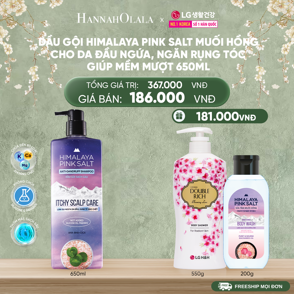  DEAL29: DẦU GỘI HIMALAYA PINK SALT MUỐI HỒNG CHO DA ĐẦU NGỨA, NGĂN RỤNG TÓC GIÚP MỀM MƯỢT, ÓNG Ả 650ML 