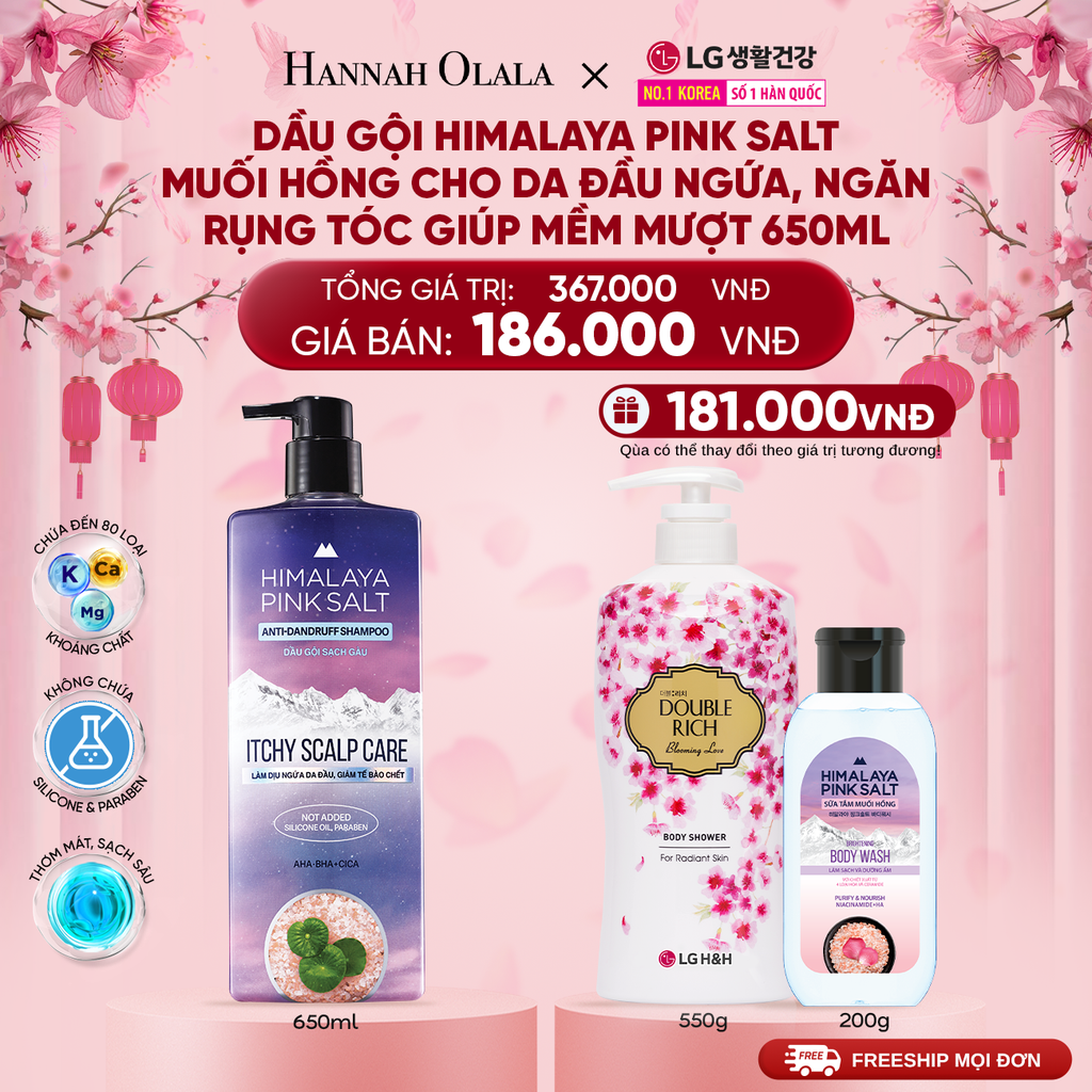  DEAL29: DẦU GỘI HIMALAYA PINK SALT MUỐI HỒNG CHO DA ĐẦU NGỨA, NGĂN RỤNG TÓC GIÚP MỀM MƯỢT, ÓNG Ả 650ML 