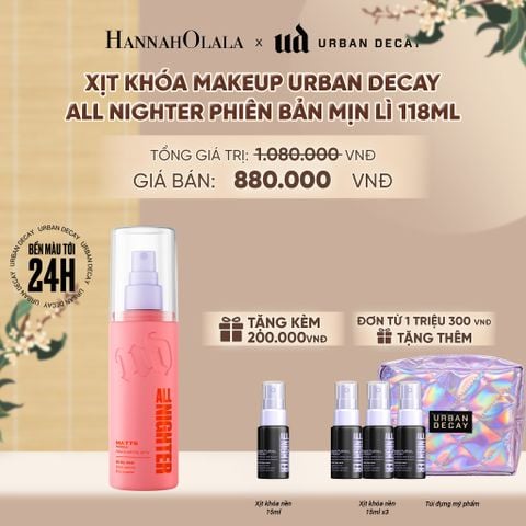  XỊT KHÓA MAKEUP URBAN DECAY ALL NIGHTER SETTING SPRAY 118ML - 24H KHÓA CHẶT MAKEUP, KHÁNG NƯỚC VÀ MỒ HÔI - A199 