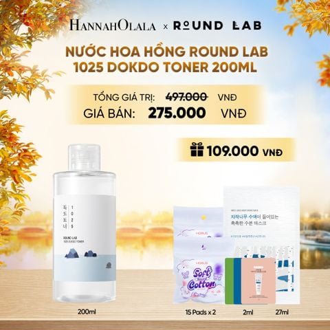 NƯỚC HOA HỒNG ROUND LAB 1025 DOKDO TONER 200ML BỔ SUNG ĐỘ ẨM LÀM DỊU DA - E519 