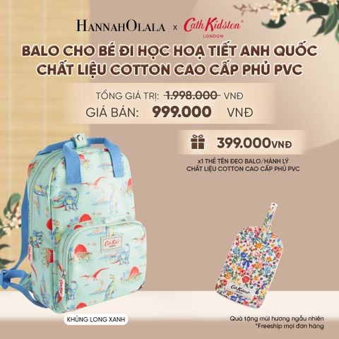  BALO CHO BÉ ĐI HỌC CATH KIDSTON HOẠ TIẾT ANH QUỐC ĐÁNG YÊU CHẤT LIỆU COTTON CAO CẤP PHỦ PVC - A2410 