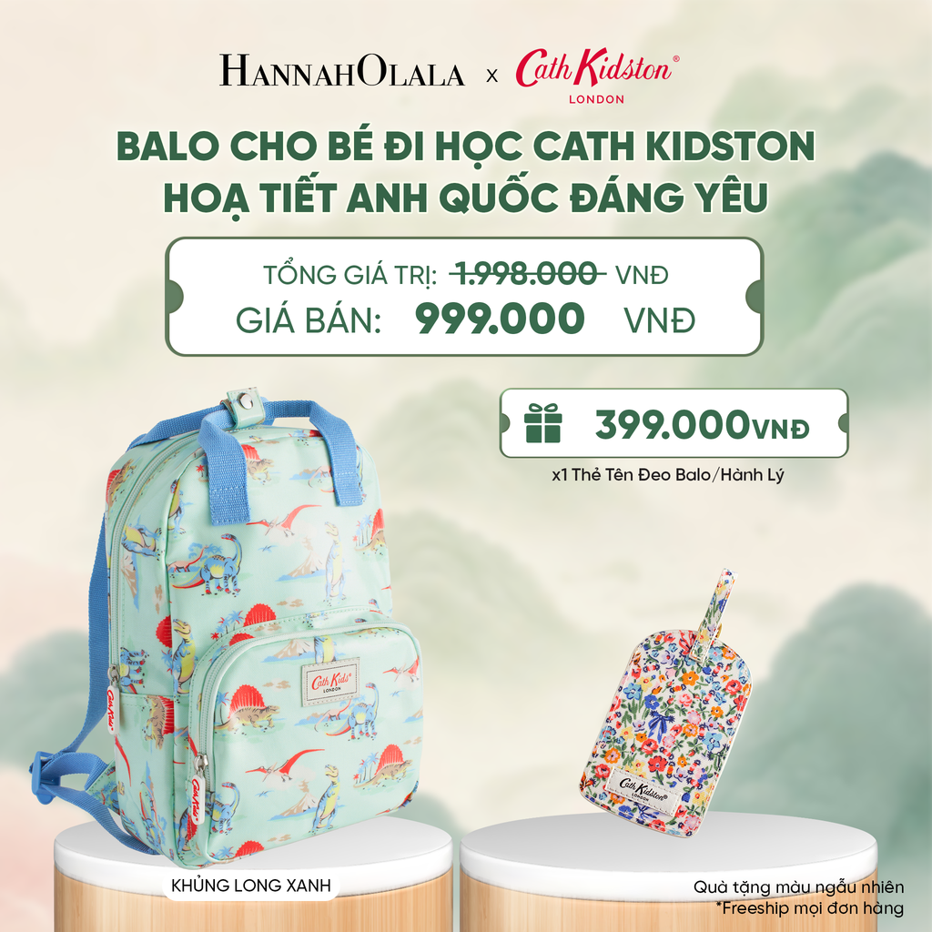  BALO CHO BÉ ĐI HỌC CATH KIDSTON HOẠ TIẾT ANH QUỐC ĐÁNG YÊU CHẤT LIỆU COTTON CAO CẤP PHỦ PVC - A4042 