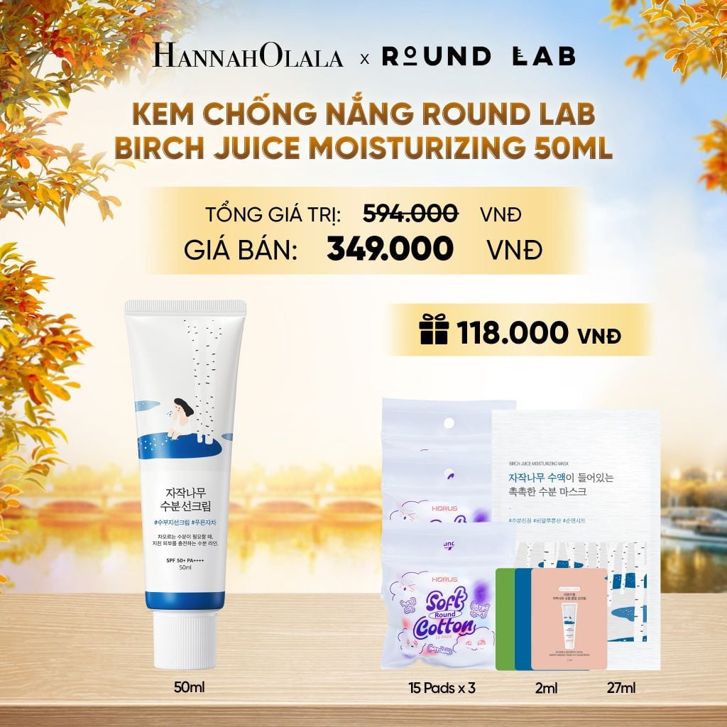  KEM CHỐNG NẮNG ROUND LAB BIRCH JUICE MOISTURIZING 50ML BẢO VỆ DA QUANG PHỔ RỘNG - E520 