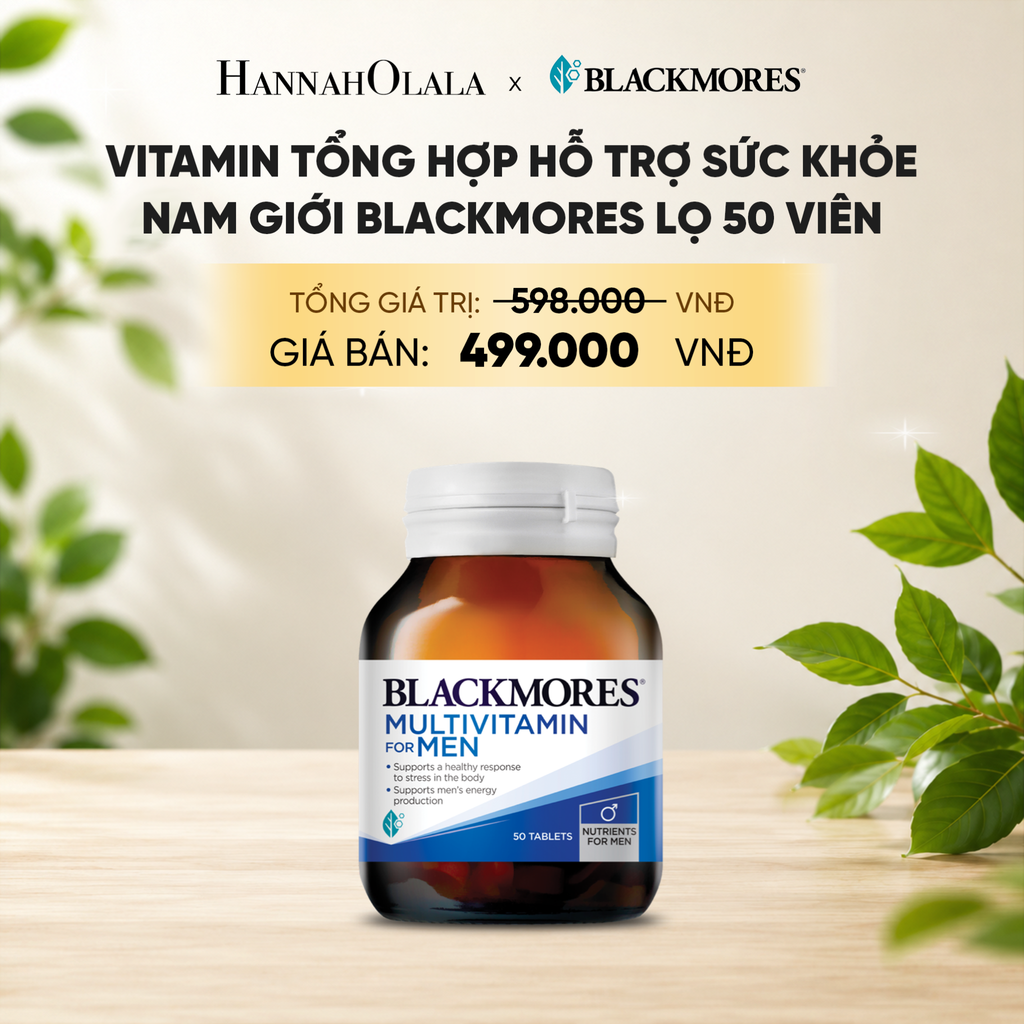  VITAMIN TỔNG HỢP HỖ TRỢ SỨC KHỎE NAM GIỚI BLACKMORES MULTIVITAMIN FOR MEN LỌ 50 VIÊN 