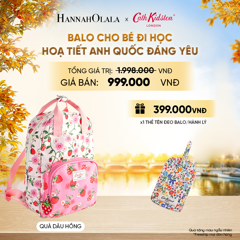  BALO CHO BÉ ĐI HỌC CATH KIDSTON HOẠ TIẾT ANH QUỐC ĐÁNG YÊU CHẤT LIỆU COTTON CAO CẤP PHỦ PVC - E258 
