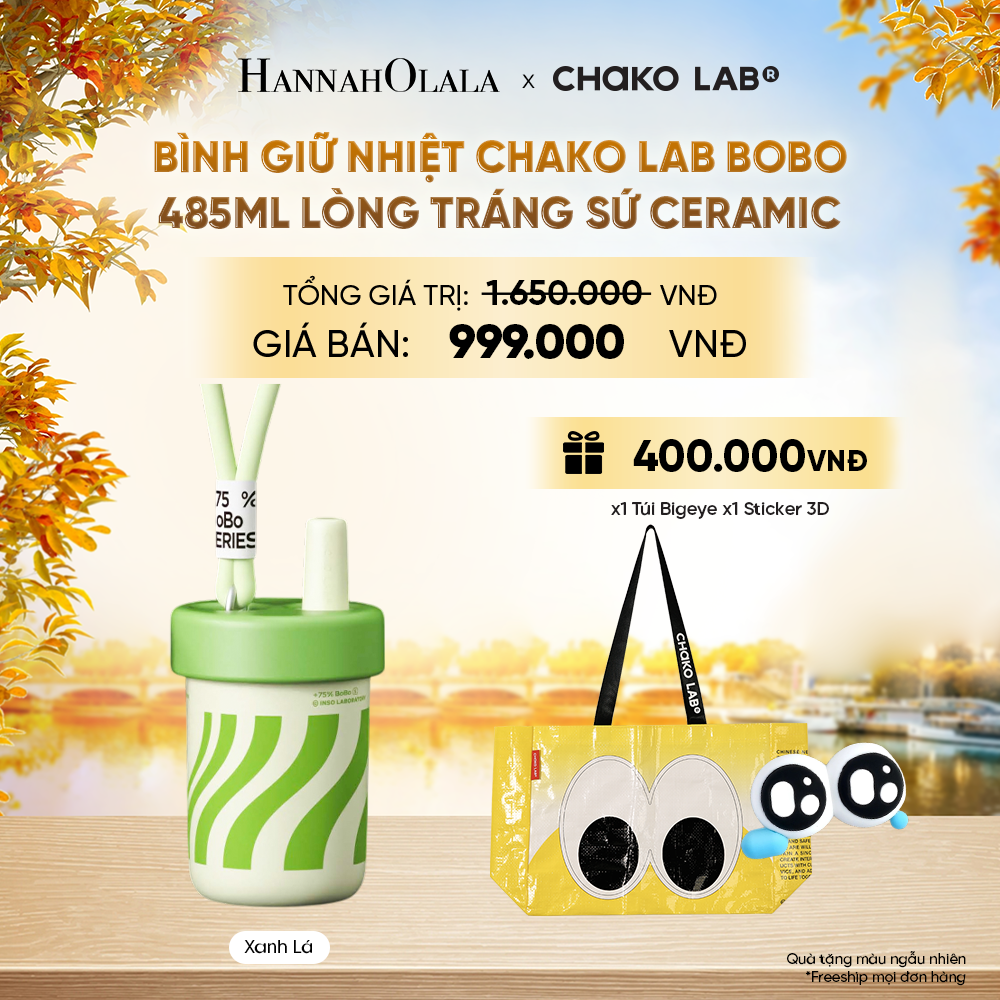  BÌNH GIỮ NHIỆT CHAKO LAB BOBO 485ML LÒNG TRÁNG SỨ CERAMIC - E274 