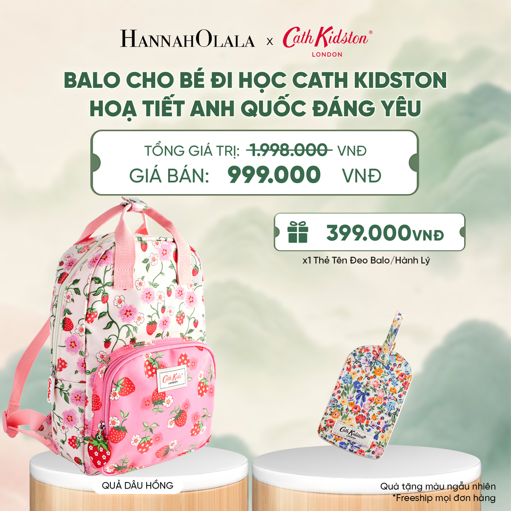  BALO CHO BÉ ĐI HỌC CATH KIDSTON HOẠ TIẾT ANH QUỐC ĐÁNG YÊU CHẤT LIỆU COTTON CAO CẤP PHỦ PVC - A4042 