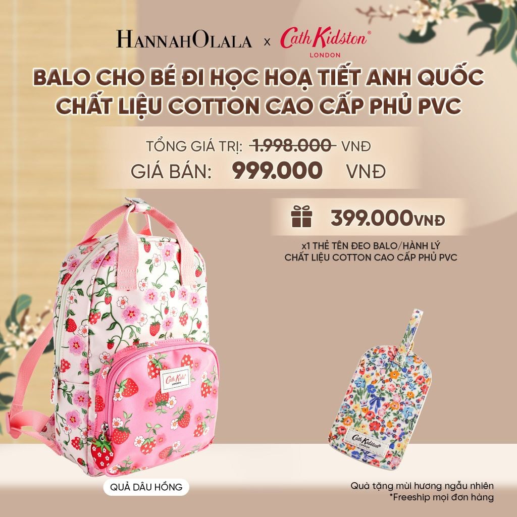  BALO CHO BÉ ĐI HỌC CATH KIDSTON HOẠ TIẾT ANH QUỐC ĐÁNG YÊU CHẤT LIỆU COTTON CAO CẤP PHỦ PVC - A2410 