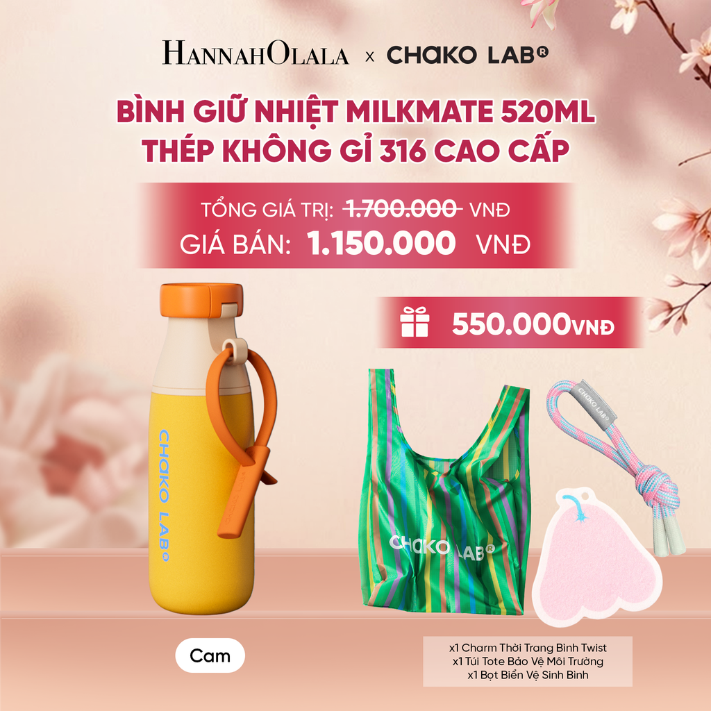  BÌNH GIỮ NHIỆT MILKMATE 520ML THÉP KHÔNG GỈ 316 CAO CẤP - A1917 
