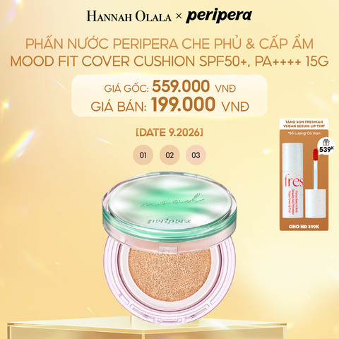  DEAL 4: [DATE 9.2026] Phấn Nước Peripera Che Phủ & Cấp Ẩm Mood Fit Cover Cushion SPF50+, PA++++ 15g 