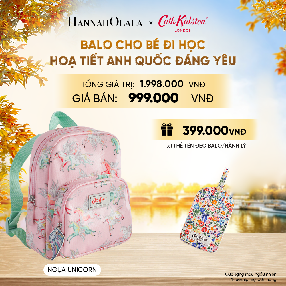  BALO CHO BÉ ĐI HỌC CATH KIDSTON HOẠ TIẾT ANH QUỐC ĐÁNG YÊU CHẤT LIỆU COTTON CAO CẤP PHỦ PVC - E258 