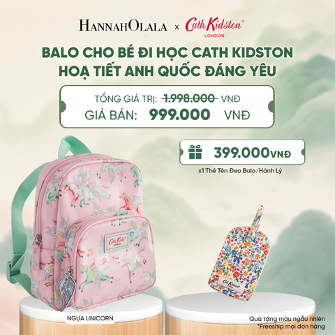  BALO CHO BÉ ĐI HỌC CATH KIDSTON HOẠ TIẾT ANH QUỐC ĐÁNG YÊU CHẤT LIỆU COTTON CAO CẤP PHỦ PVC - A4042 
